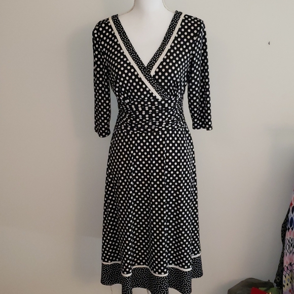 ladies black polka dot dress